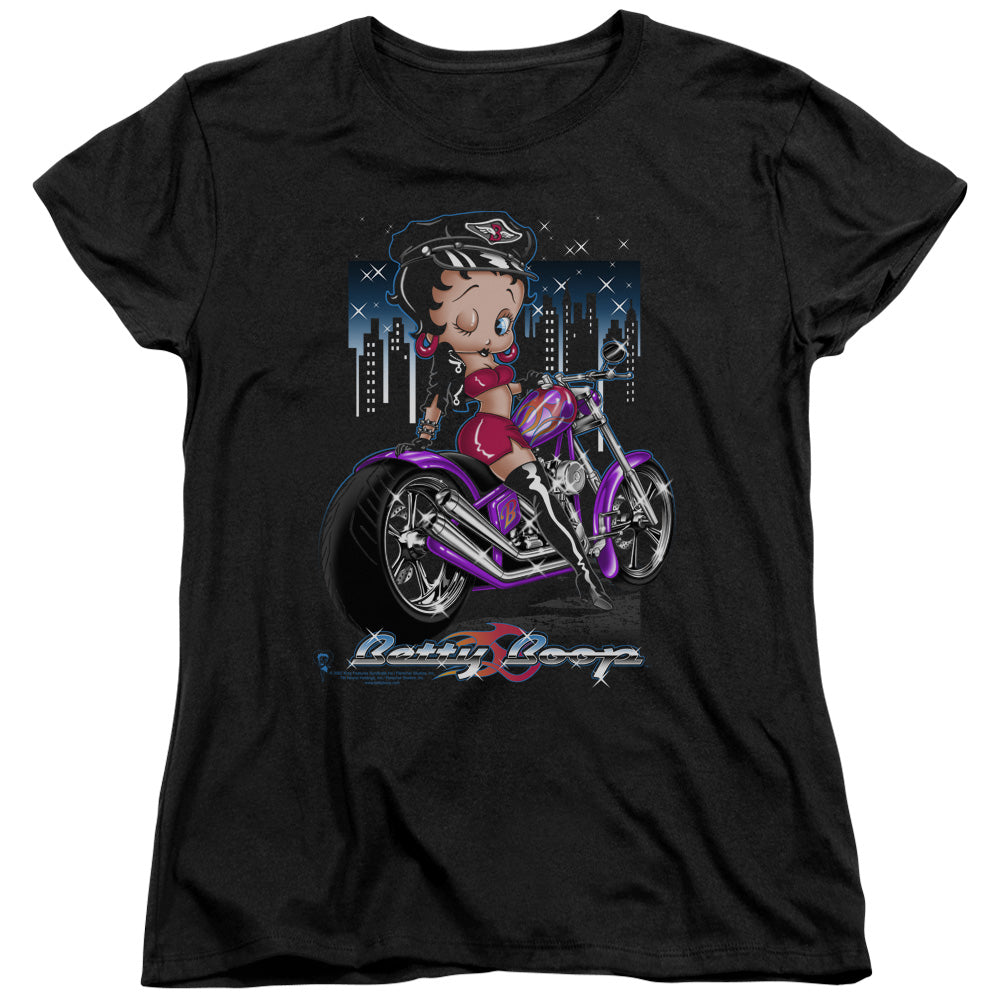 BETTY BOOP/CITY CHOPPER - S/S WOMENS TEE - BLACK