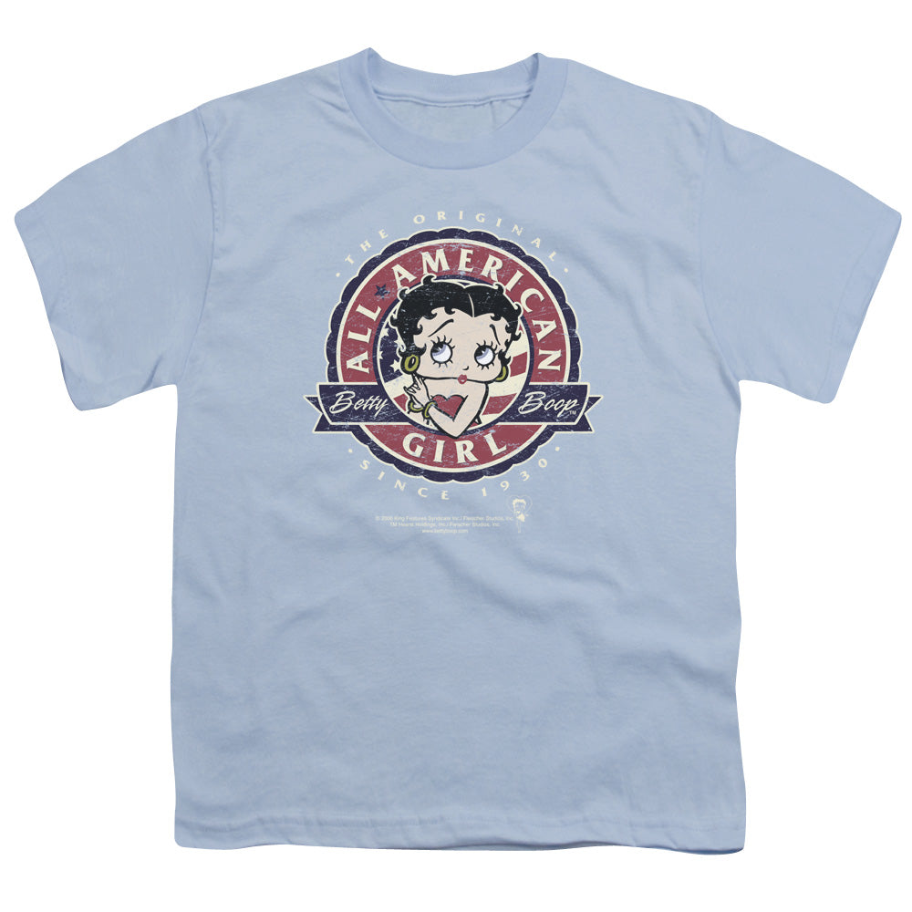 BETTY BOOP/ALL AMERICAN GIRL - S/S YOUTH 18/1 - LIGHT BLUE