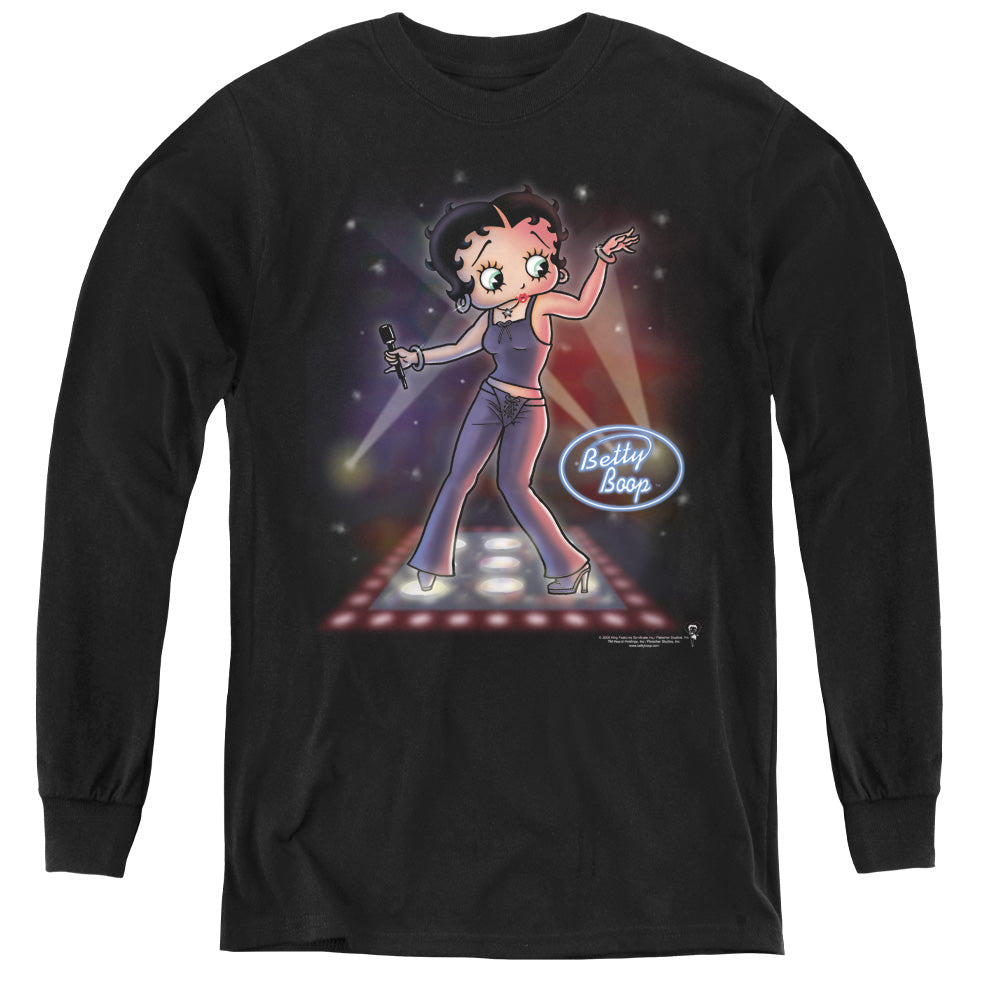 BETTY BOOP/POP STAR - YOUTH LONG SLEEVE TEE - BLACK