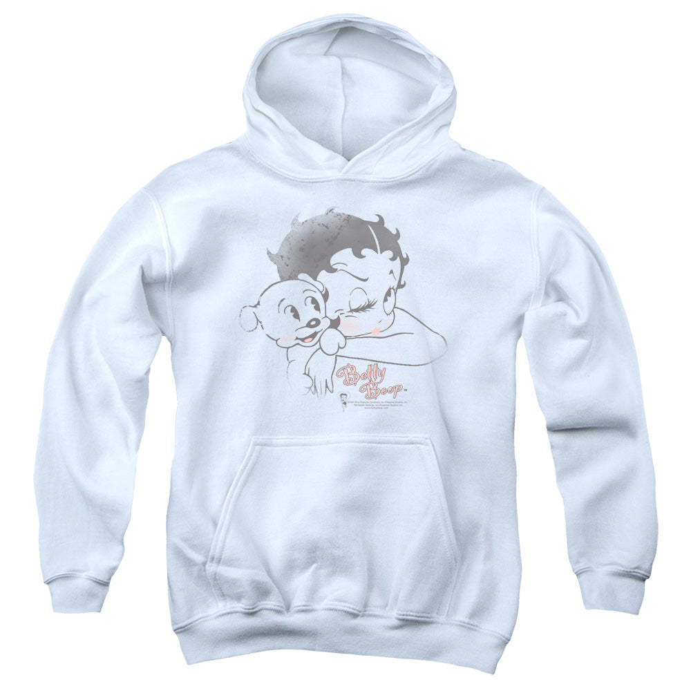 BETTY BOOP/VINTAGE WINK - YOUTH PULLOVER HOODIE - WHITE