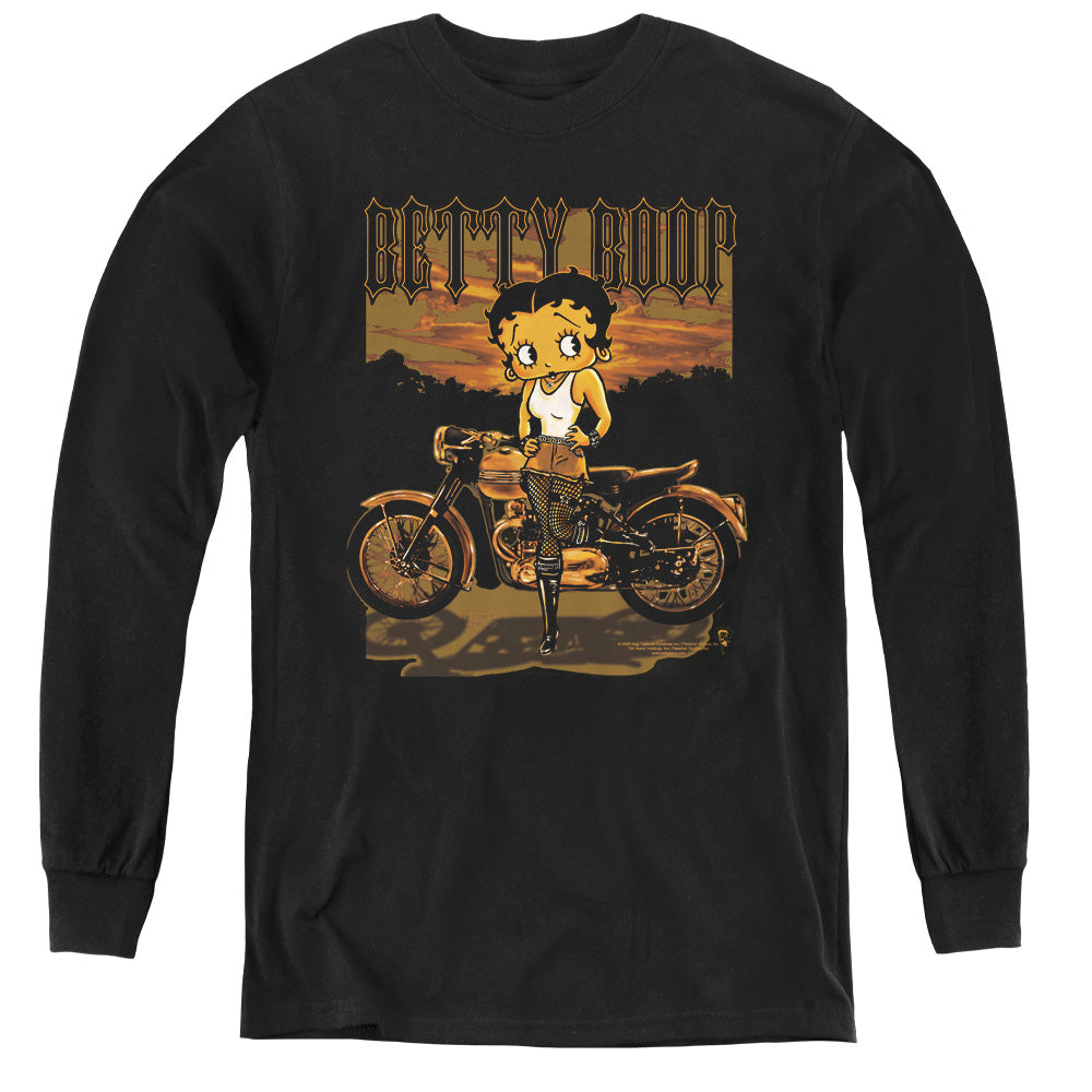BETTY BOOP/REBEL RIDER - YOUTH LONG SLEEVE TEE - BLACK