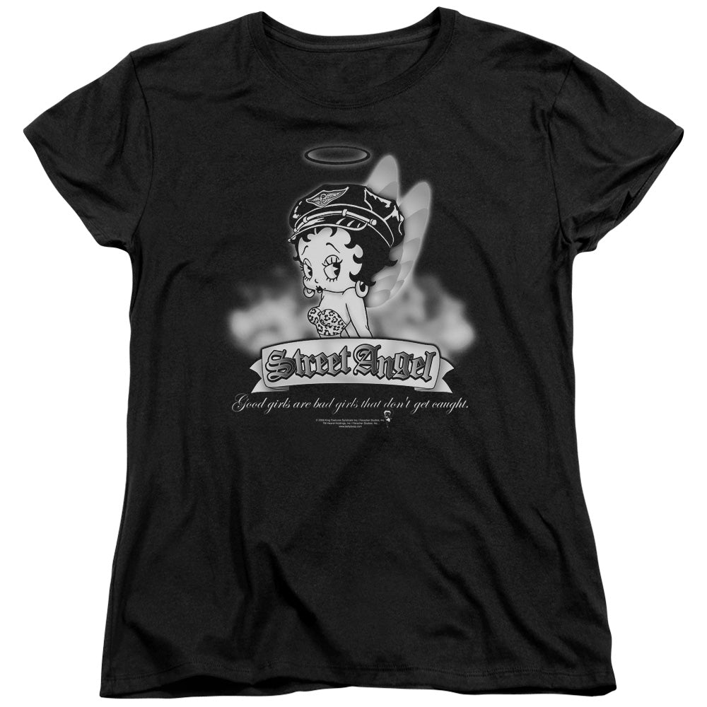 BETTY BOOP/STREET ANGEL - S/S WOMENS TEE - BLACK