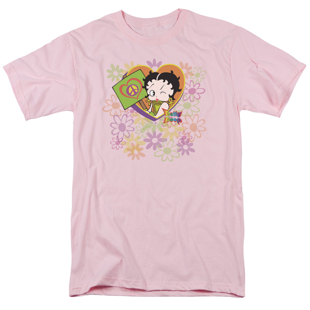 BETTY BOOP/PEACE LOVE AND BOOP - S/S ADULT 18/1 - PINK