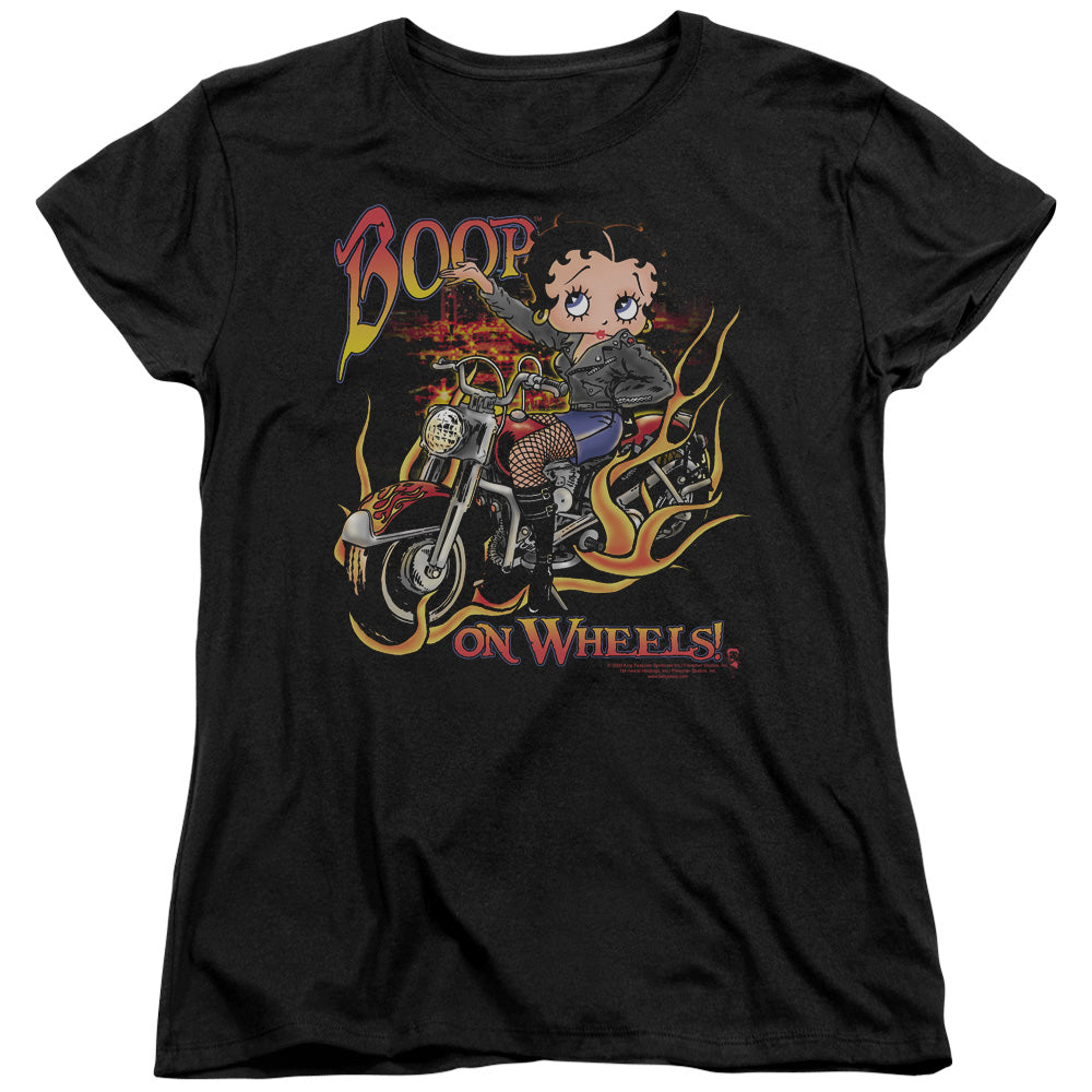 BETTY BOOP/ON WHEELS - S/S WOMENS TEE - BLACK