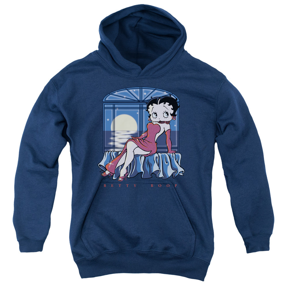 BETTY BOOP/MOONLIGHT - YOUTH PULLOVER HOODIE - NAVY