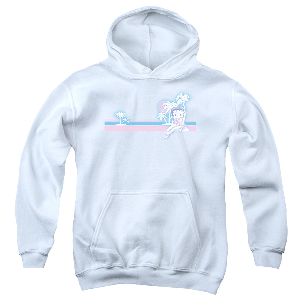 BETTY BOOP/RETO SURF BAND - YOUTH PULLOVER HOODIE - WHITE