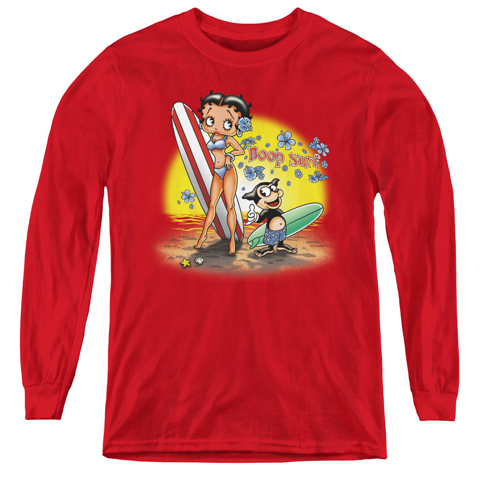 BETTY BOOP/SURF - YOUTH LONG SLEEVE TEE - RED