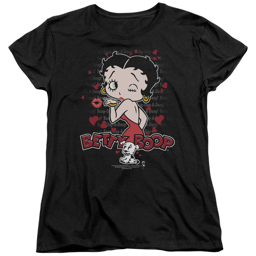 BETTY BOOP/CLASSIC KISS - S/S WOMENS TEE - BLACK
