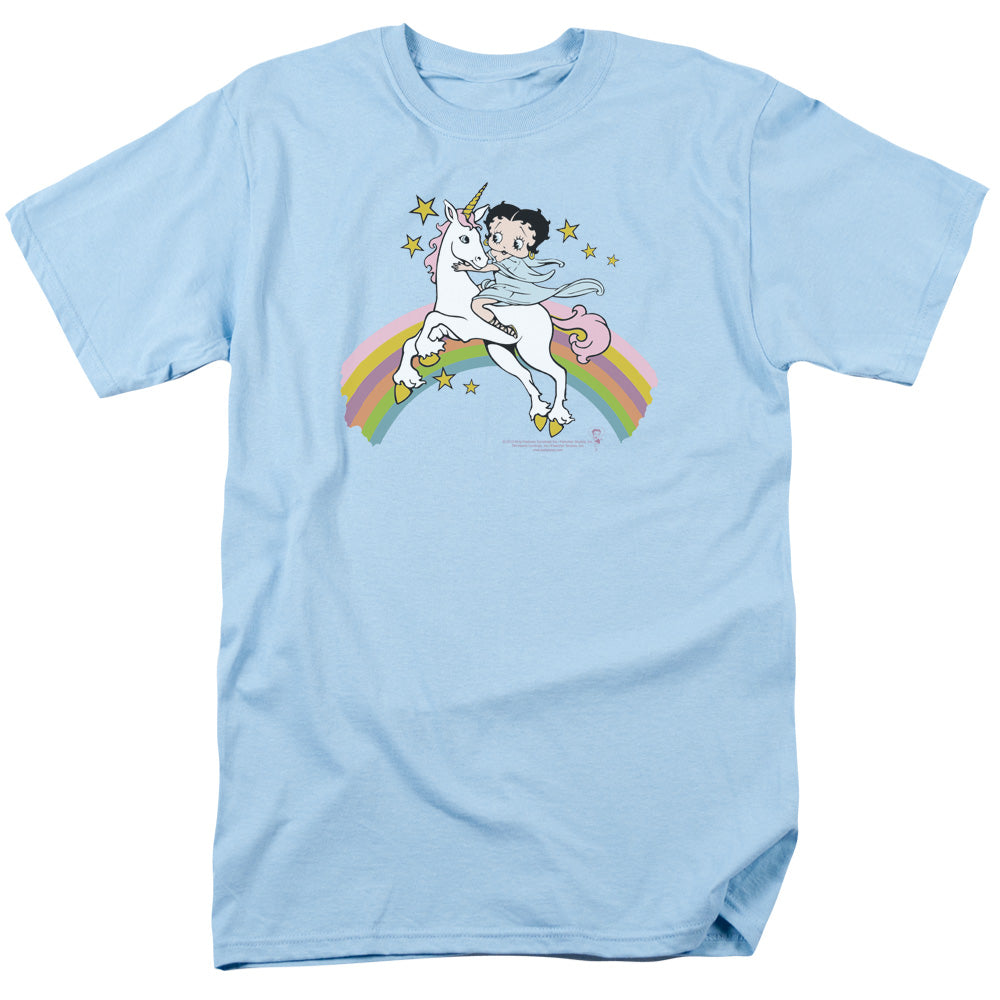 BETTY BOOP/UNICORN & RAINBOWS - S/S ADULT 18/1 - LIGHT BLUE