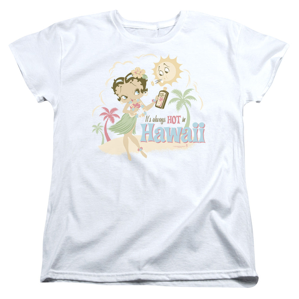 BETTY BOOP/HOT IN HAWAII - S/S WOMENS TEE - WHITE