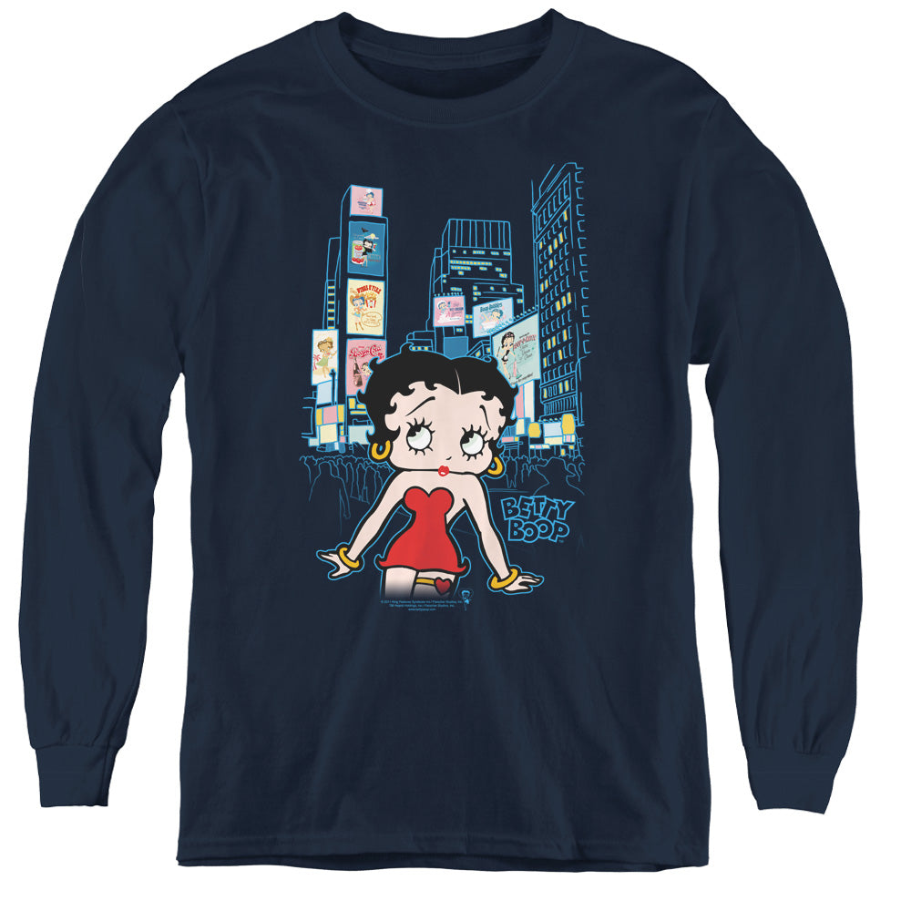 BETTY BOOP/SQUARE - YOUTH LONG SLEEVE TEE - NAVY