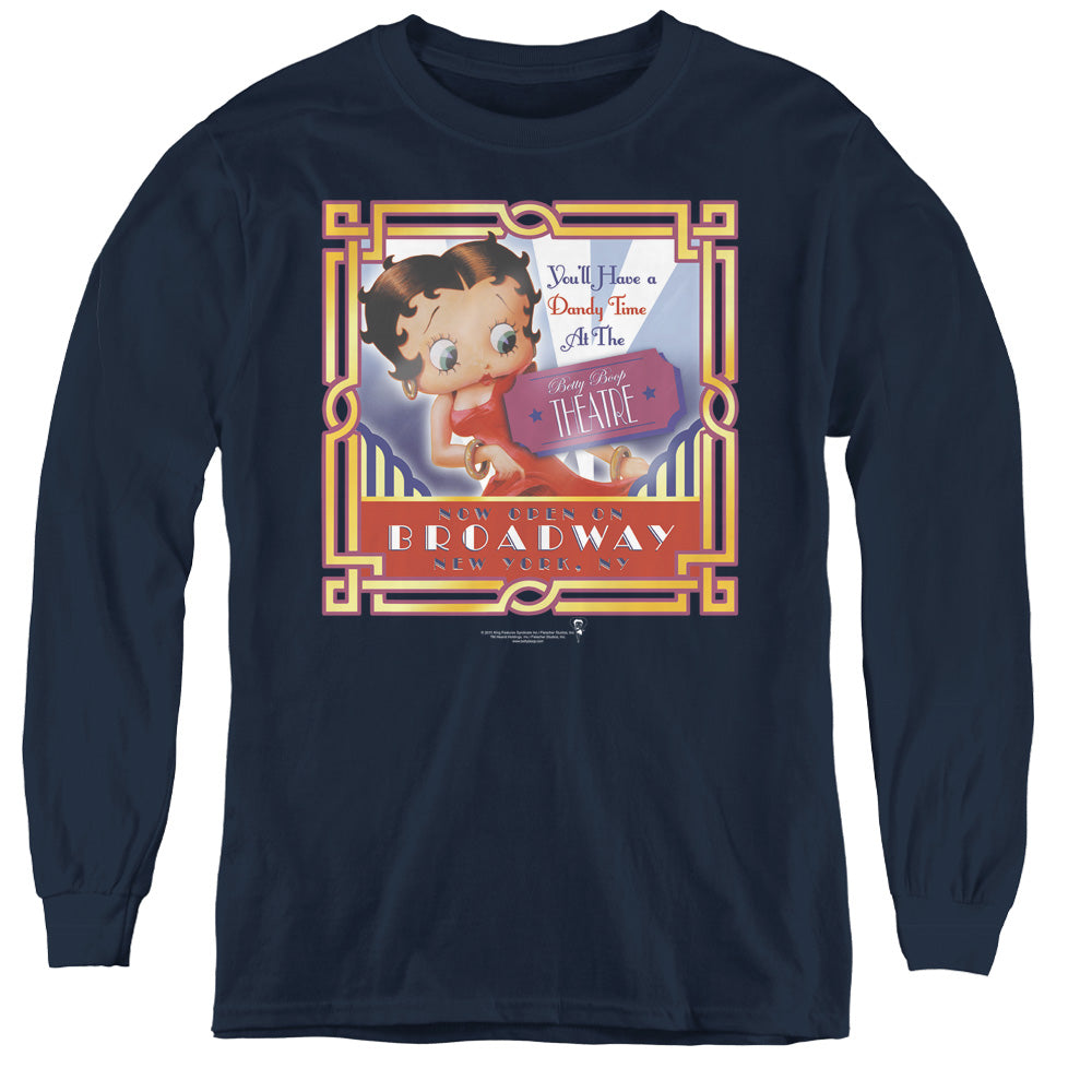 BETTY BOOP/ON BROADWAY - YOUTH LONG SLEEVE TEE - NAVY