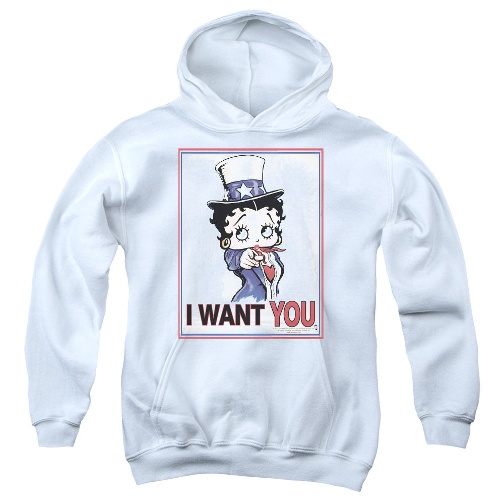 BETTY BOOP/AUNTIE BOOP - YOUTH PULLOVER HOODIE - WHITE