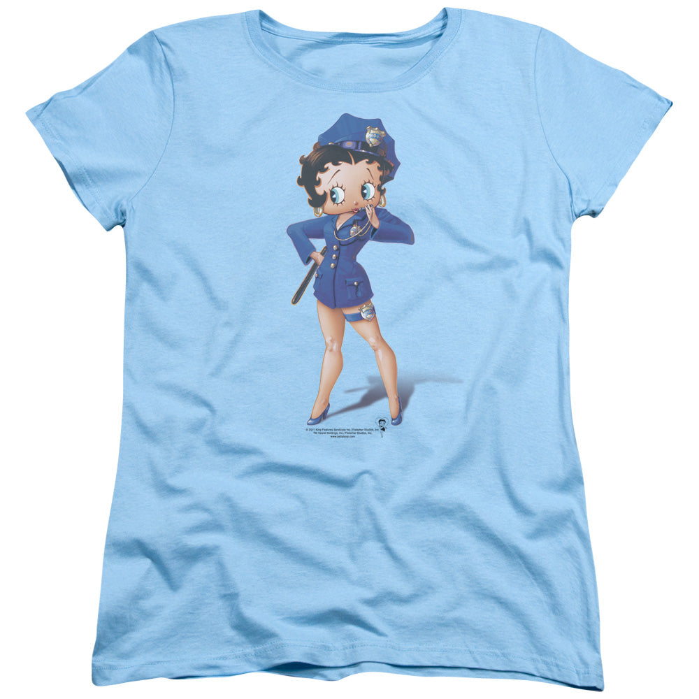 BETTY BOOP/OFFICER BOOP - S/S WOMENS TEE - LIGHT BLUE