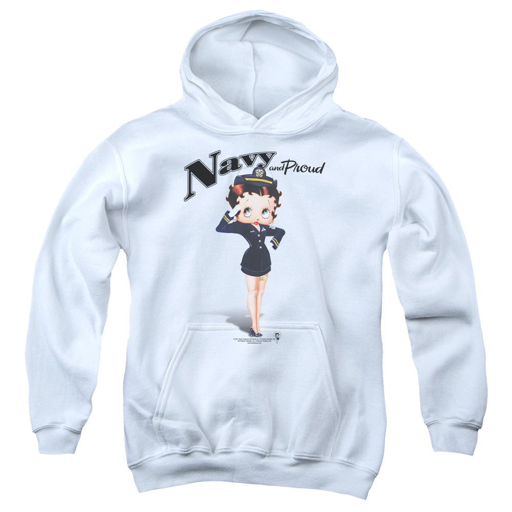 BETTY BOOP/NAVY BOOP - YOUTH PULLOVER HOODIE - WHITE