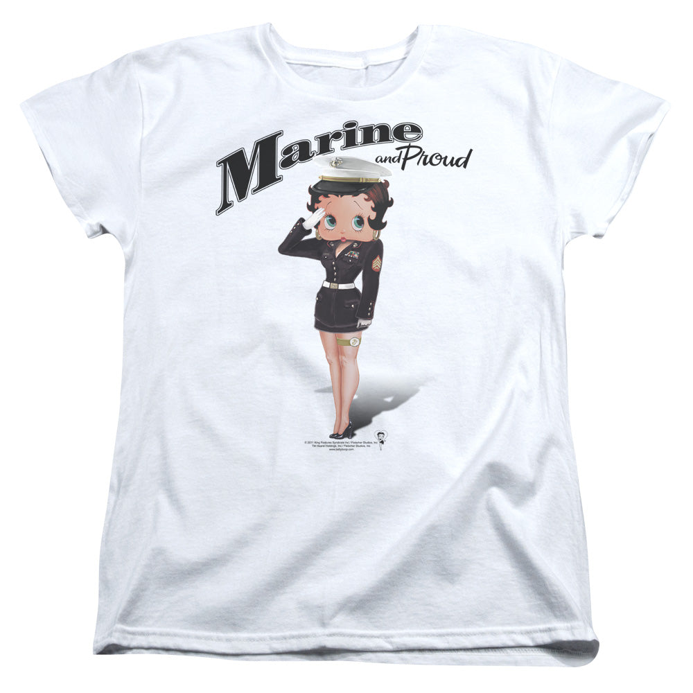 BETTY BOOP/MARINE BOOP - S/S WOMENS TEE - WHITE