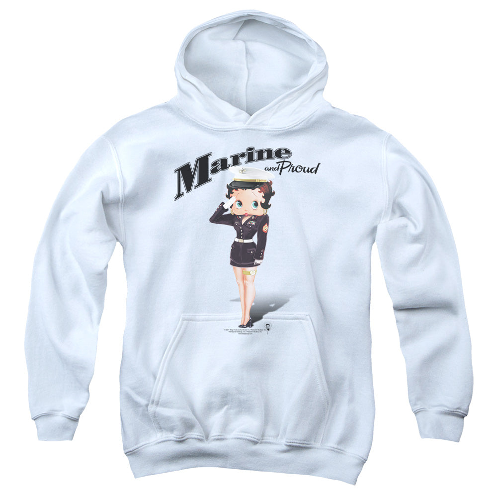 BETTY BOOP/MARINE BOOP - YOUTH PULLOVER HOODIE - WHITE