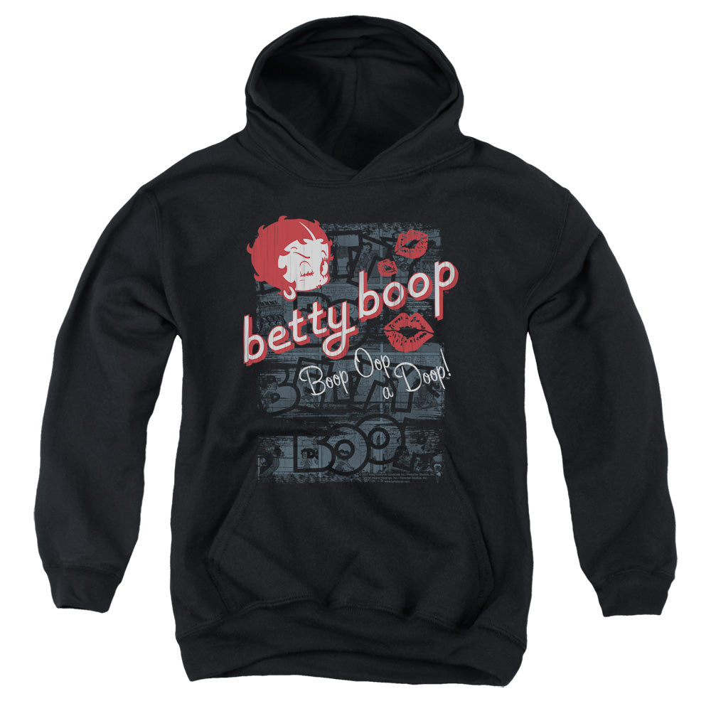 BETTY BOOP/BOOP OOP - YOUTH PULLOVER HOODIE - BLACK