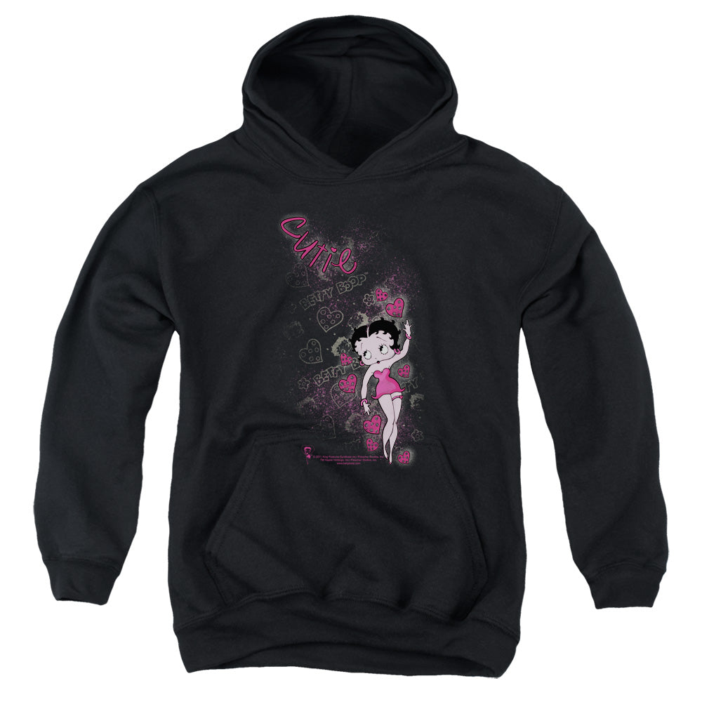 BETTY BOOP/CUTIE - YOUTH PULLOVER HOODIE - BLACK