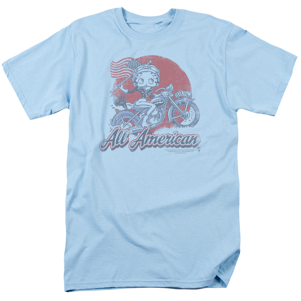BETTY BOOP/ALL AMERICAN BIKER - S/S ADULT 18/1 - LIGHT BLUE