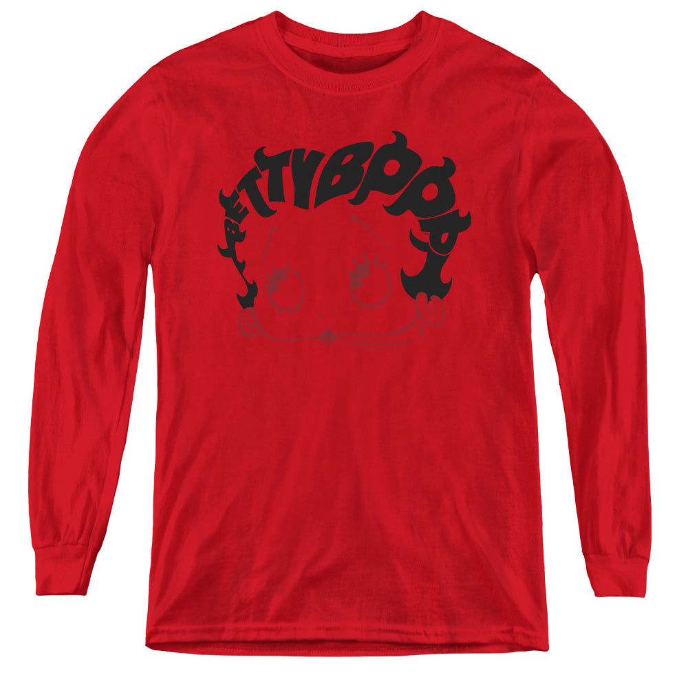 BETTY BOOP/WORD HAIR - YOUTH LONG SLEEVE TEE - RED