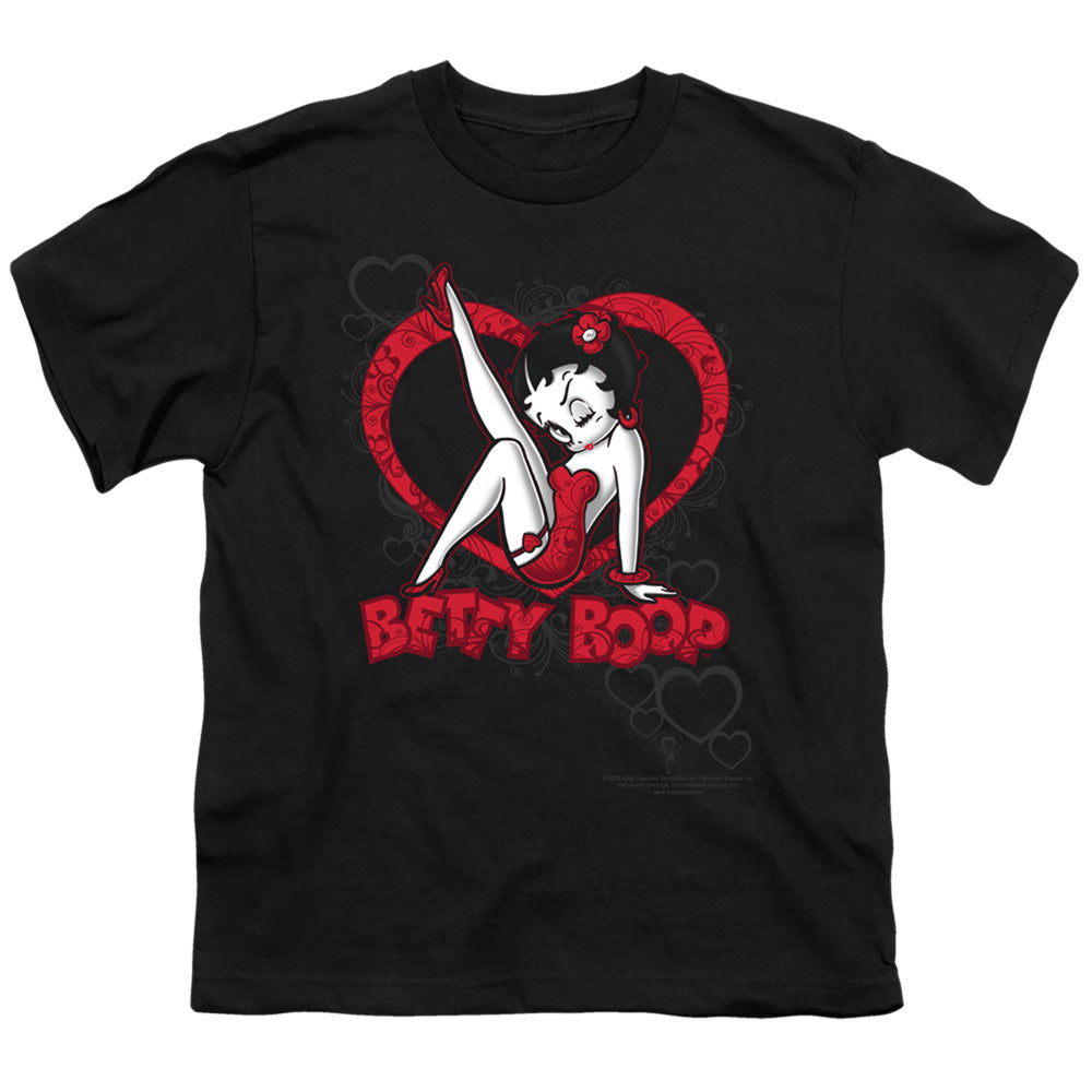 BETTY BOOP/SCROLLING HEARTS - S/S YOUTH 18/1 - BLACK