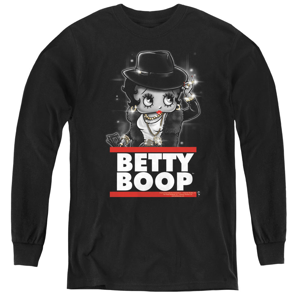 BETTY BOOP/BLING BLING BOOP - YOUTH LONG SLEEVE TEE - BLACK