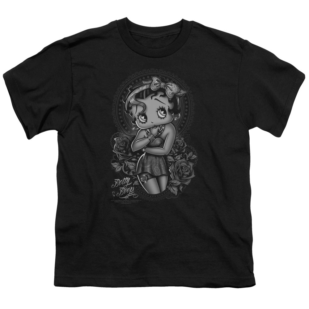 BETTY BOOP/FASHION ROSES - S/S YOUTH 18/1 - BLACK