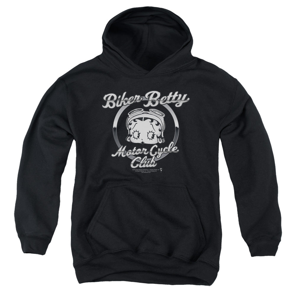 BETTY BOOP/CHROMED LOGO - YOUTH PULLOVER HOODIE - BLACK