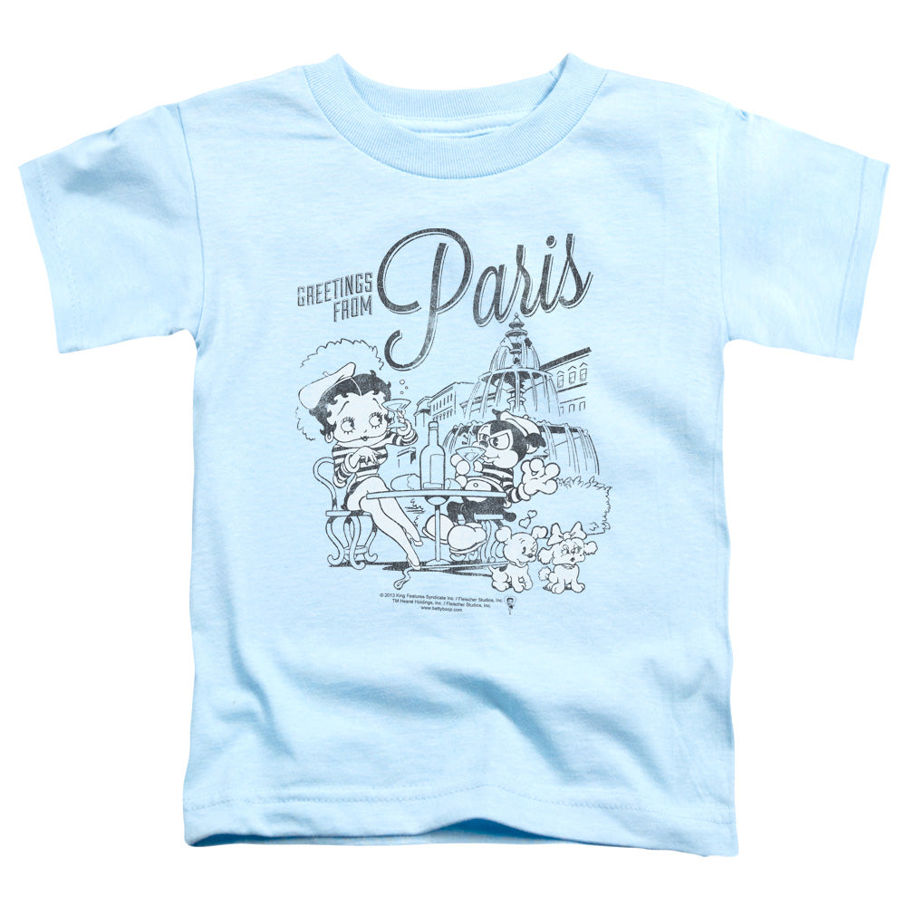 BETTY BOOP/GREETINGS FROM PARIS - S/S TODDLER TEE - LIGHT BLUE