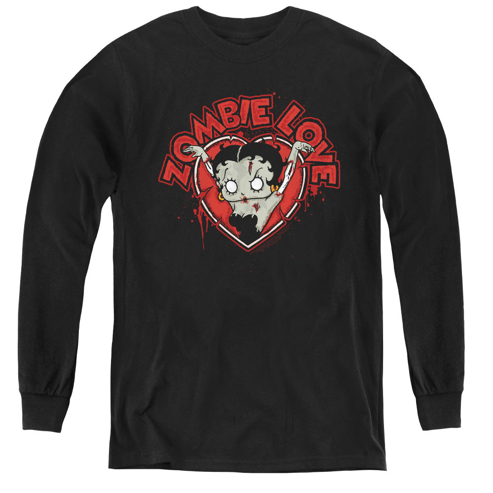 BETTY BOOP/HEART YOU FOREVER - YOUTH LONG SLEEVE TEE - BLACK