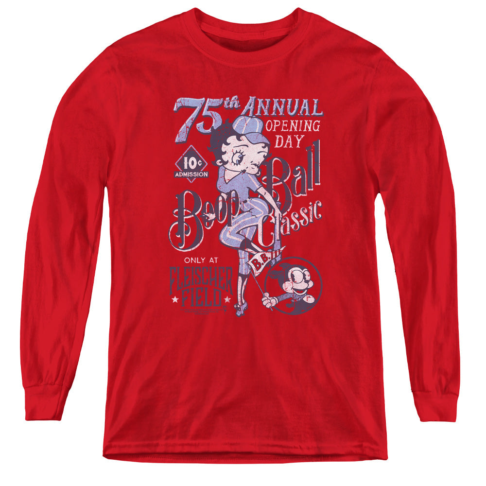 BETTY BOOP/BOOP BALL - YOUTH LONG SLEEVE TEE - RED