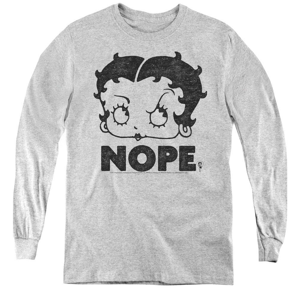 BETTY BOOP/BOOP NOPE - YOUTH LONG SLEEVE TEE - ATHLETIC HEATHER