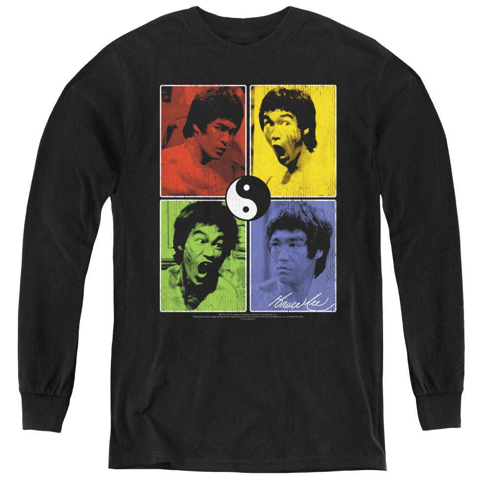 BRUCE LEE/ENTER COLOR BLOCK - YOUTH LONG SLEEVE TEE - BLACK