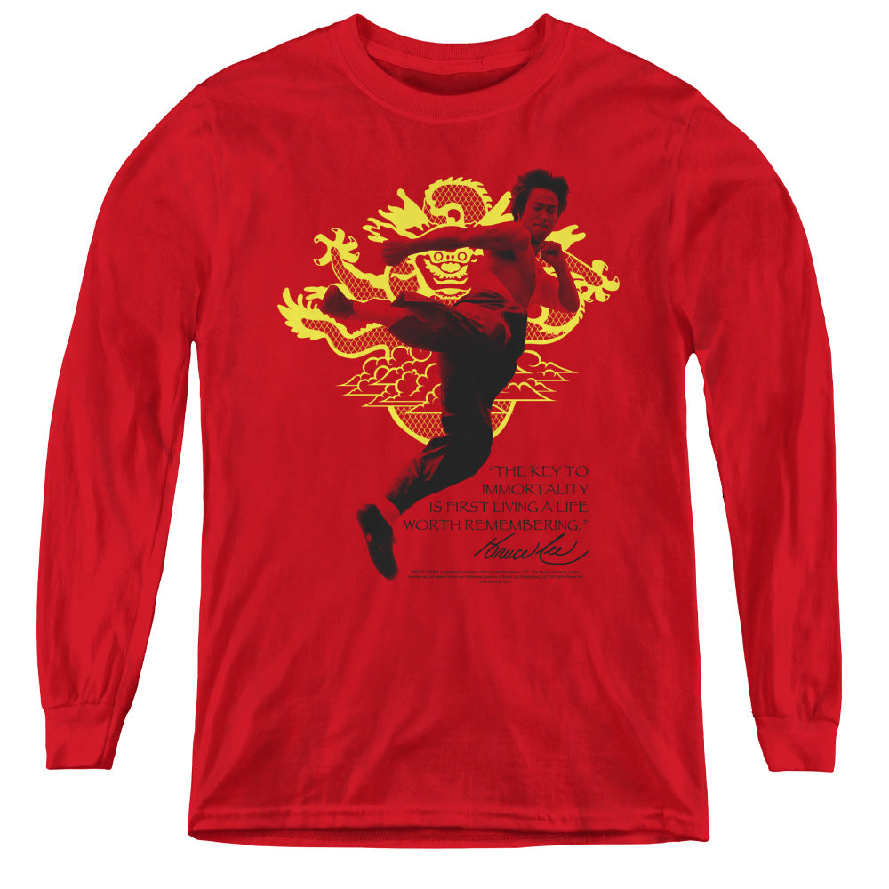 BRUCE LEE/IMMORTAL DRAGON - YOUTH LONG SLEEVE TEE - RED