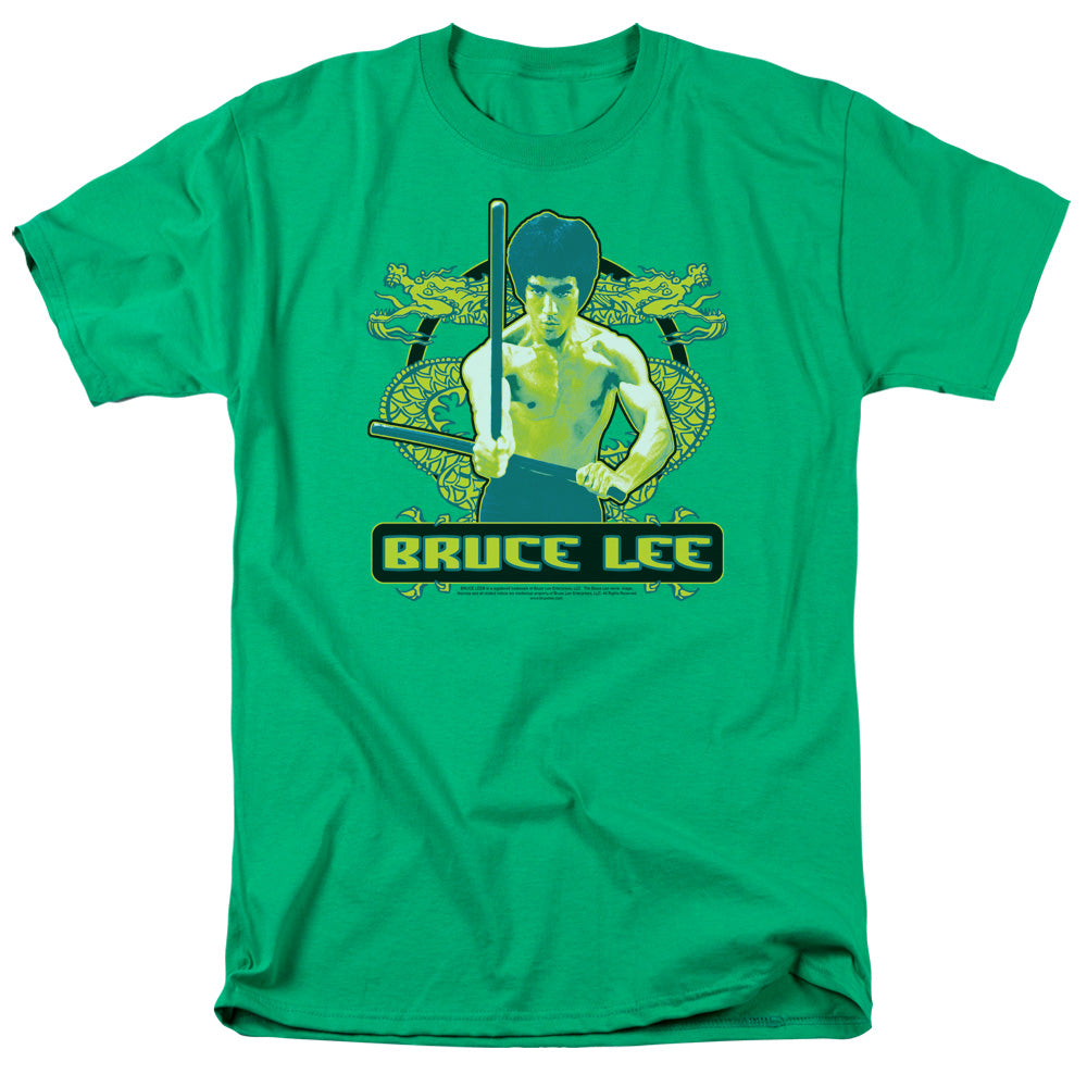 BRUCE LEE/DOUBLE DRAGONS - S/S ADULT 18/1 - KELLY GREEN