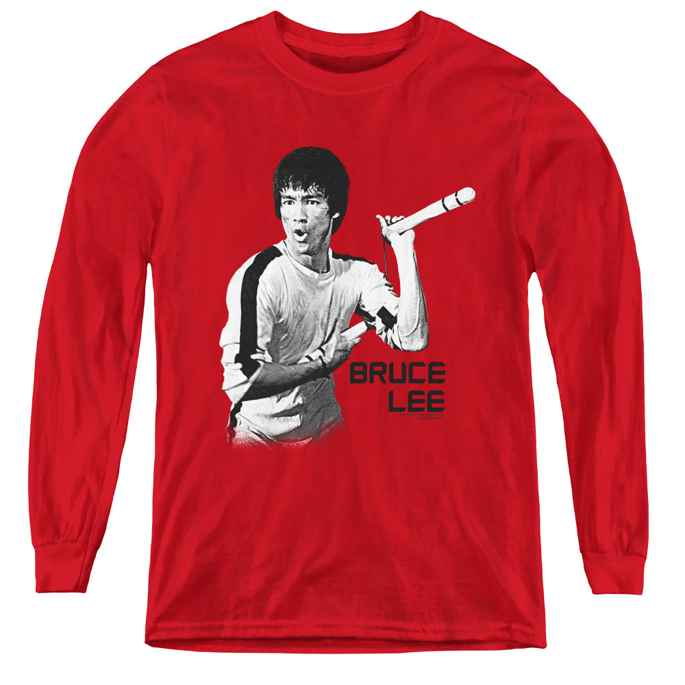 BRUCE LEE/NUNCHUCKS - YOUTH LONG SLEEVE TEE - RED