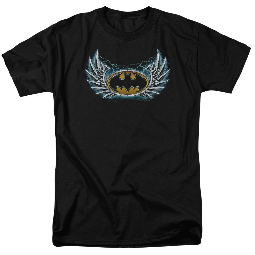 BATMAN/STEEL WINGS LOGO - S/S ADULT 18/1 - BLACK