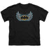 BATMAN/STEEL WINGS LOGO - S/S YOUTH 18/1 - BLACK