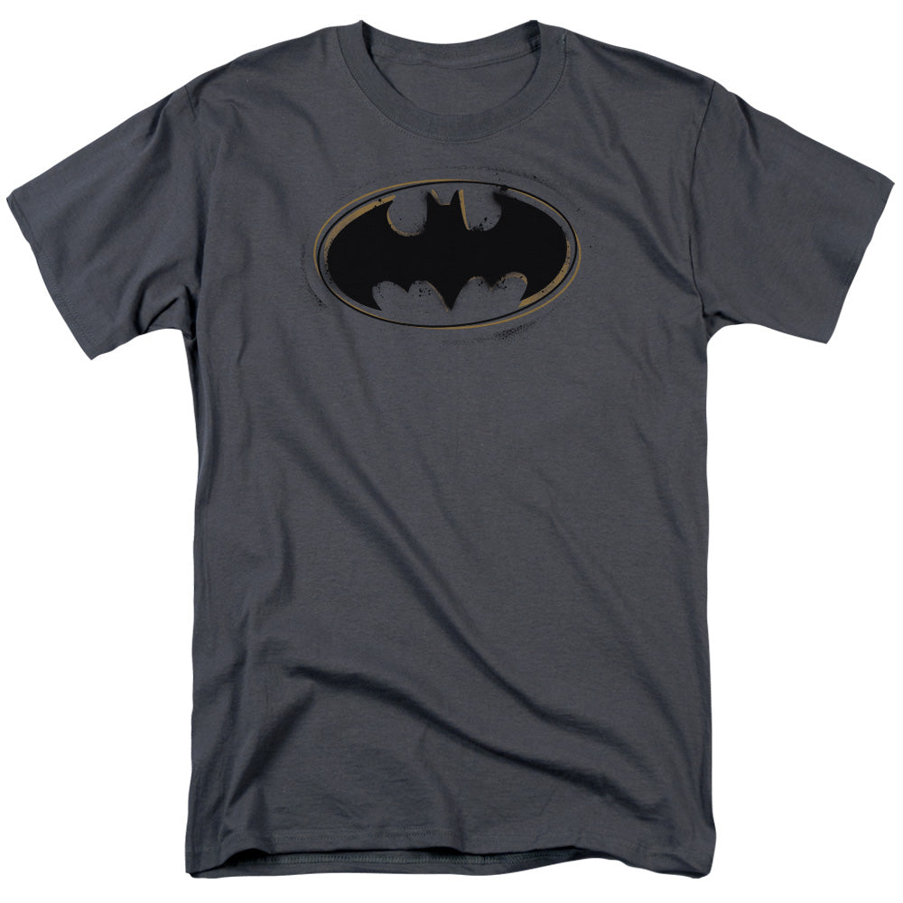 BATMAN/SPRAY PAINT LOGO - S/S ADULT 18/1 - CHARCOAL