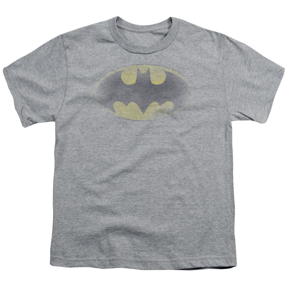 BATMAN/FADED LOGO - S/S YOUTH 18/1 - ATHLETIC HEATHER