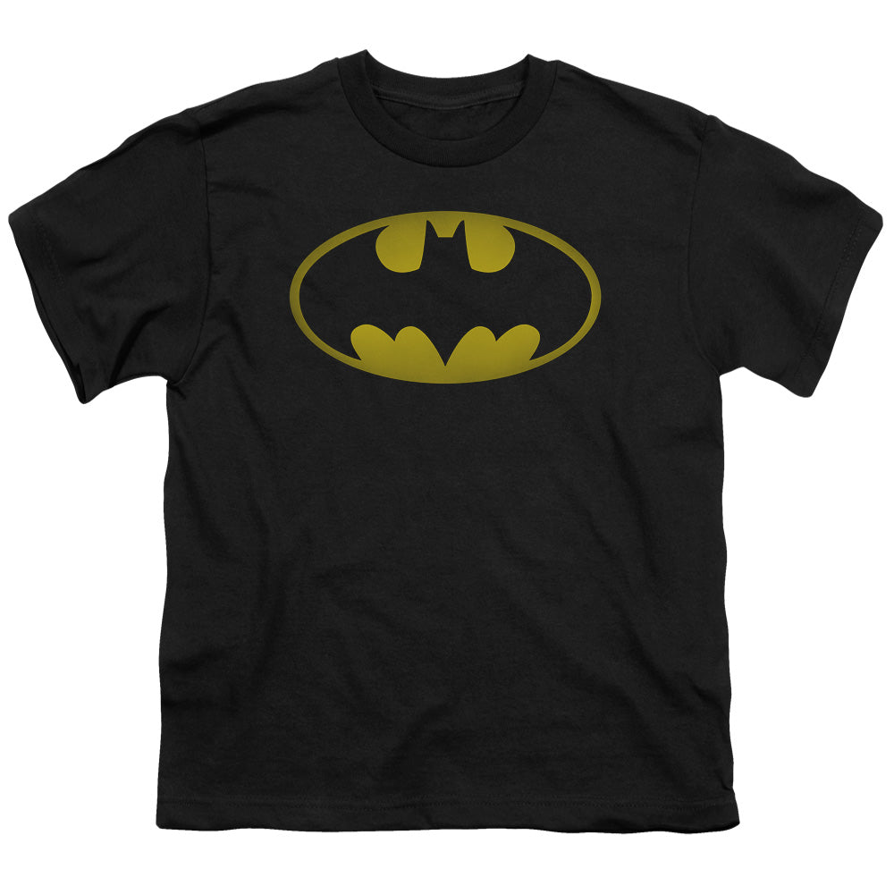 BATMAN/WASHED BAT LOGO - S/S YOUTH 18/1 - BLACK