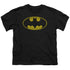 BATMAN/WASHED BAT LOGO - S/S YOUTH 18/1 - BLACK