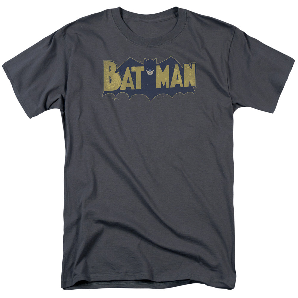 BATMAN/VINTAGE LOGO SPLATTER - S/S ADULT 18/1 - CHARCOAL
