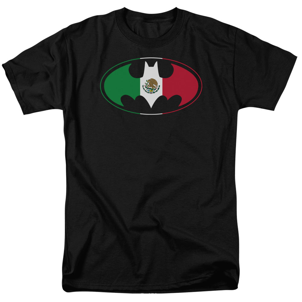 BATMAN/MEXICAN FLAG SHIELD - S/S ADULT 18/1 - BLACK