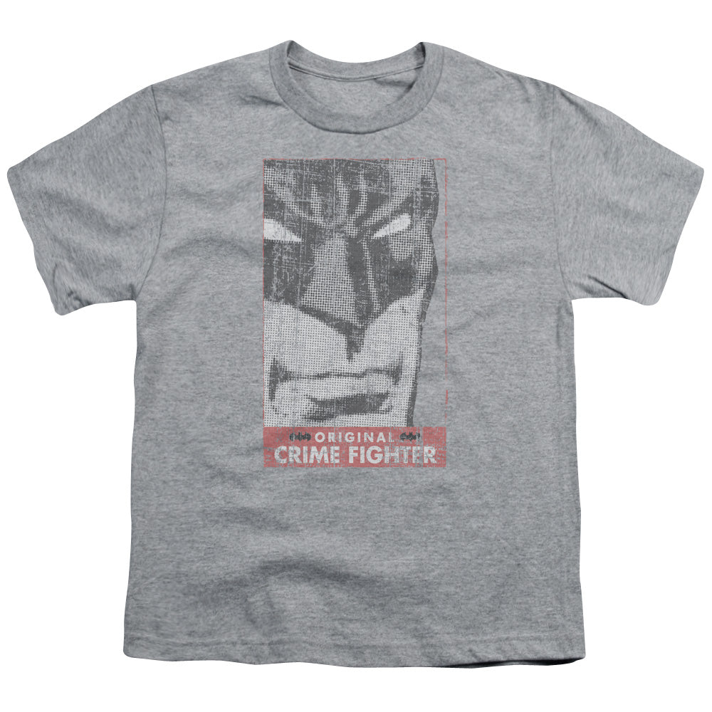 BATMAN/ORGINAL CRIME FIGHTER - S/S YOUTH 18/1 - ATHLETIC HEATHER