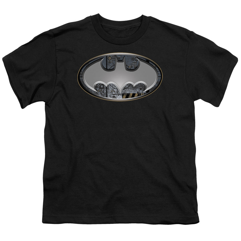 BATMAN/STEEL WALL SHIELD - S/S YOUTH 18/1 - BLACK