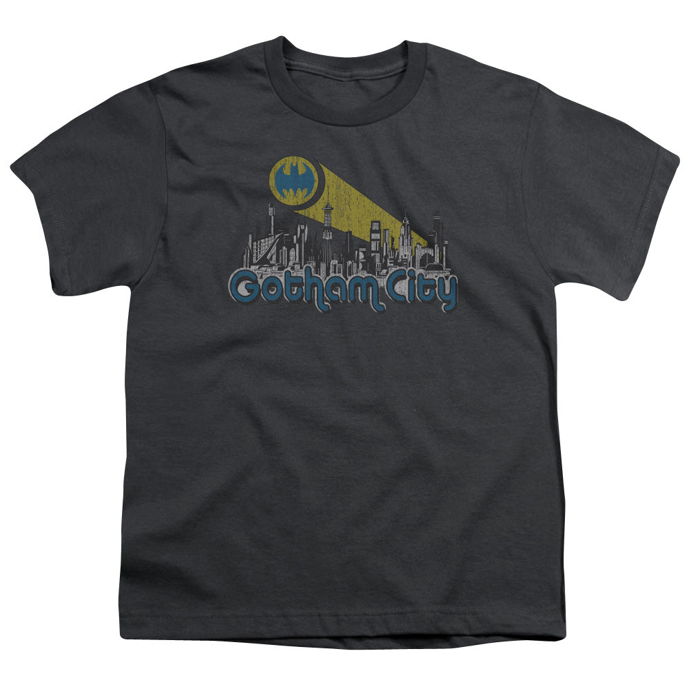 BATMAN/GOTHAM CITY DISTRESSED - S/S YOUTH 18/1 - CHARCOAL