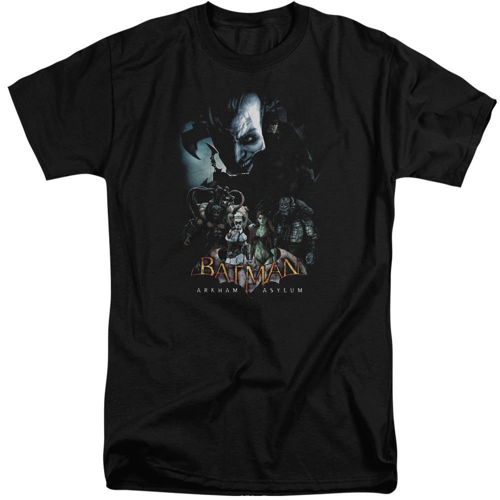 BATMAN ARKHAM ASYLUM/FIVE AGAINST ONE - S/S ADULT TALL 18/1 - BLACK