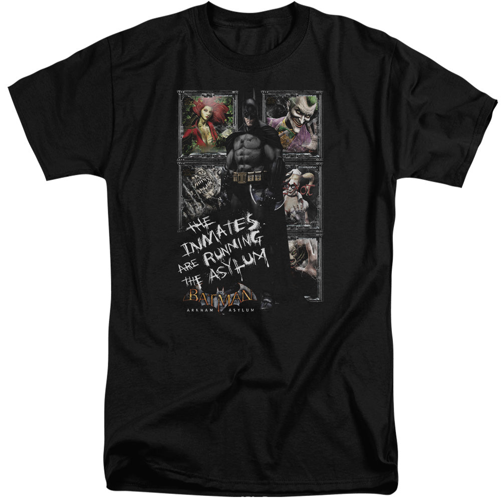 BATMAN ARKHAM ASYLUM/RUNNING THE ASYLUM - S/S ADULT TALL 18/1 - BLACK